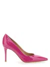 Gianvito Rossi Glossy Leather Pointed Toe Stiletto Heel Pumps In Pink