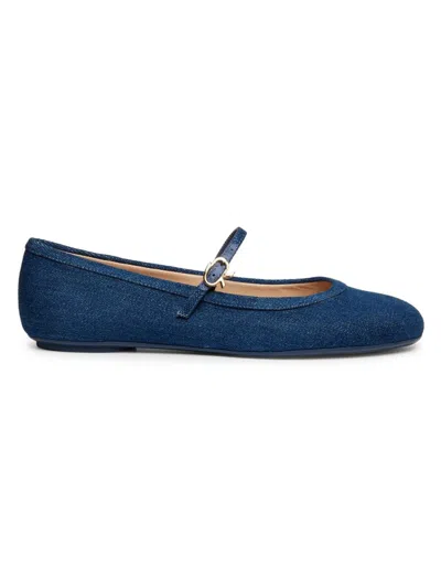 Gianvito Rossi Women's Denim Ballerina Flats In Mid Blue