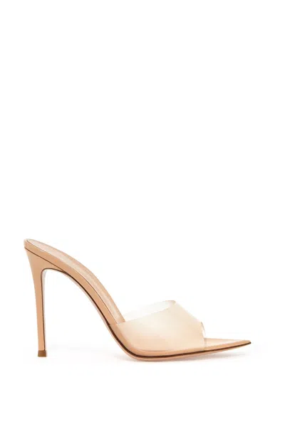 Gianvito Rossi Elle Leather And Pvc Heeled Mules In Beige