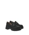 Gianvito Rossi Farren Leather Platform Penny Loafers In Black
