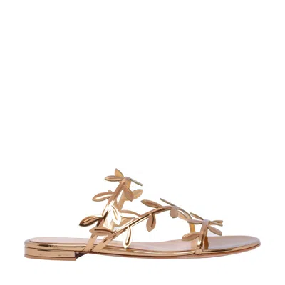 Gianvito Rossi Flavia Metallic Leather Slides In Gold