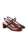 Gianvito Rossi 45 Leather-trimmed Slingback Mary Jane Pumps