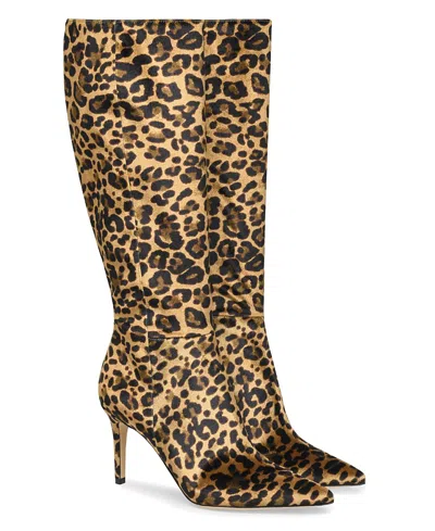Gianvito Rossi 85 Leopard-print Velvet Knee-high Boots In Brown