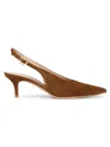 Gianvito Rossi Solid Suede Slingback Pumps In Brown