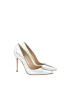 Gianvito Rossi Metallic Napa Open-toe Pumps In Silver