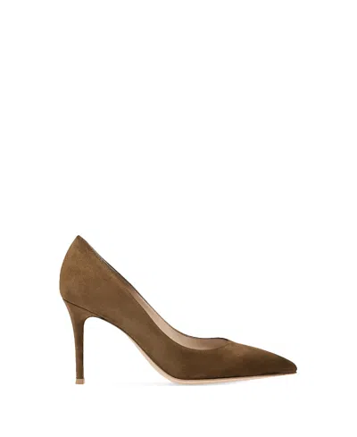 Gianvito Rossi Pointed Toe Suede Finish Pumps In Brown