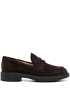 Gianvito Rossi Suede Loafers With Rubber Sole And Stitching In Brown