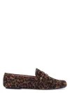 Gianvito Rossi Leopard Velour Penny Loafers In Brown