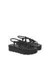 Gianvito Rossi Strappy Open Toe Sandals With Flatform Sole In Black Leather