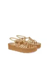 Gianvito Rossi 45 Knotted Metallic Leather Platform Sandals In Gold Leather