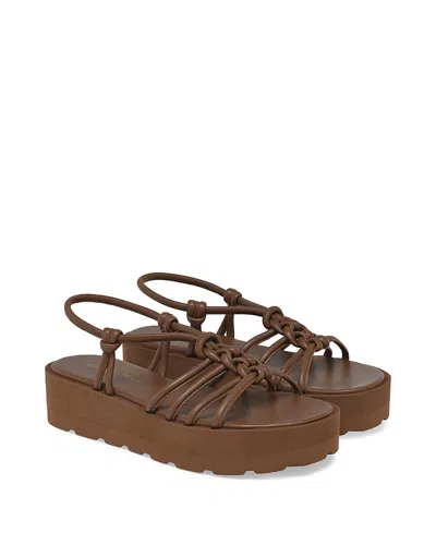 Gianvito Rossi Leather Knotted Strappy Sandals Platform Sole In Brown
