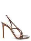 Gianvito Rossi Metallic Strappy Open Toe High Heel Sandal In Brown