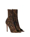 Gianvito Rossi Ankle Boots With Leopard Print And Pvc Panel In Multicolor