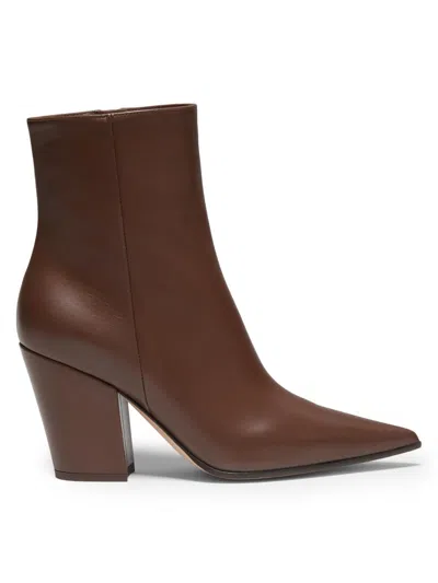 Gianvito Rossi Women's Keinna 85mm Leather Block-heel Booties In Brown