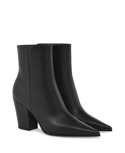 Gianvito Rossi Pointed Toe Zipper Leather Boots In Black