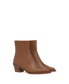 Gianvito Rossi Dylan Leather Zip Bootie In Cuoio In Brown