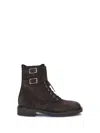 Gianvito Rossi Suede Buckle Cuff Combat Booties In Multi
