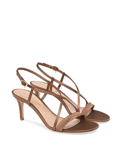 Gianvito Rossi Larisse Strappy Leather Sandals With Gold-tone Detail In Brown