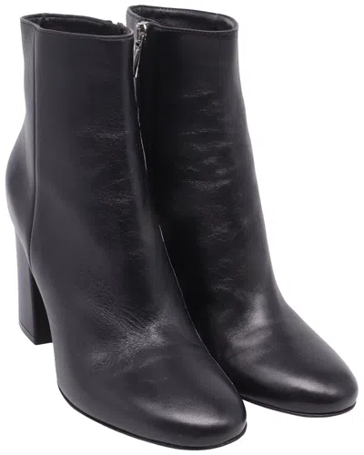 Gianvito Rossi Women's Leather Almond-toe Block-heel Ankle Boot (authentic Pre-loved) In Black