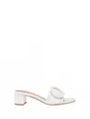 Gianvito Rossi Women's Leather Buckle Flat Slide Sandals In White Bian In Multi
