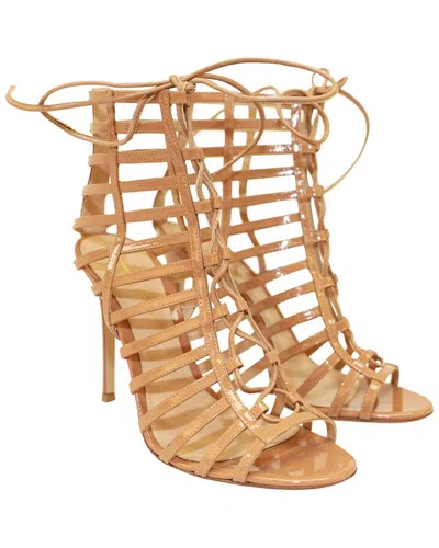 Gianvito Rossi Women's Leather Caged Lace-up Sandal (authentic Pre-loved) In Gold