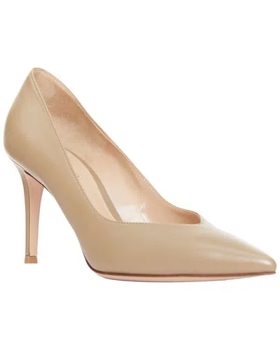 Pre-owned Gianvito Rossi Women's Leather  Dark V Vamp Point Toe Pumps  Eu37.5 (authentic Pre-lov