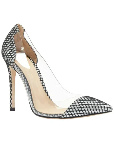 Pre-owned Gianvito Rossi Women's Leather Plexi 100 Glitter Mesh Point Toe Pump  (authentic Pre-loved)