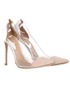 Gianvito Rossi Women's Leather Plexi Pointed Toe Pump (authentic Pre-loved) In Neutral