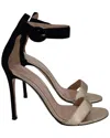 Gianvito Rossi Portofino Ankle-strap Sandals In Gold And Black Leather And Suede In Gray