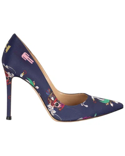 Gianvito Rossi Women's Leather Silk Printed Pump (authentic Pre-loved) In Blue