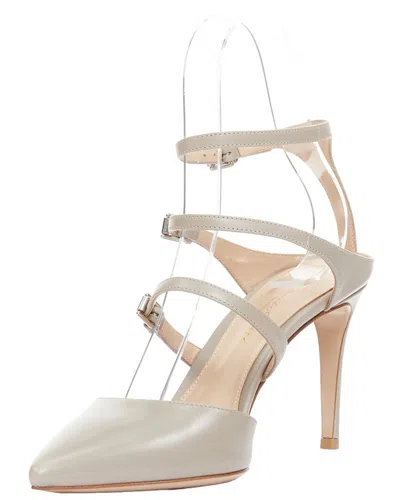 Pre-owned Gianvito Rossi Women's Leather Triple Straps Pointy Pump (authentic Pre-loved) In Neutral