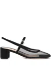 Gianvito Rossi Piper Suede-trimmed Mesh Slingback Pumps In Multi