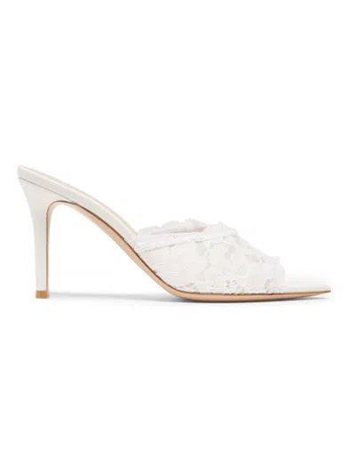 Gianvito Rossi Women's Lyon 85mm Lace Sandals In White