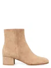 Gianvito Rossi Mid Block Heel Suede Ankle Boots In Camel