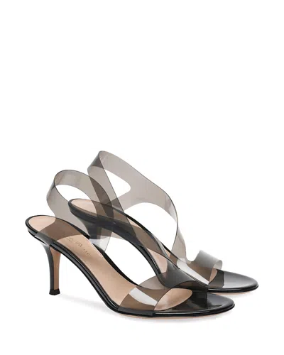 Gianvito Rossi Pvc Metropolis Sandals Transparent Straps In Black