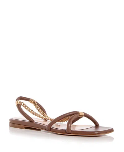 Gianvito Rossi Sylvie Lace-up Leather Flat Sandals In Gold