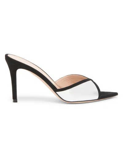 GIANVITO ROSSI WOMEN'S MIRRORED 85MM LEATHER & SUEDE STILETTO MULES