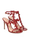 Gianvito Rossi Red Cut-out Ankle-strap Heels In Red