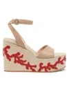 Gianvito Rossi Malia Vitello Glove Paros Nappa Wedges Sand/naturale/tabasco Red In Neutral