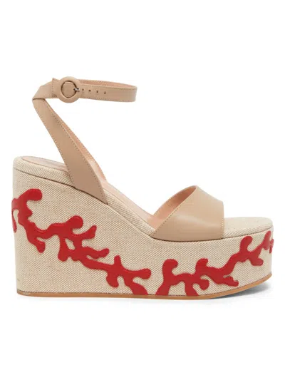 GIANVITO ROSSI WOMEN'S PAROS 105MM LEATHER PLATFORM WEDGE SANDALS