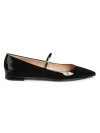 Gianvito Rossi Women's Ribbon Patent Leather Ballet Flats In Black