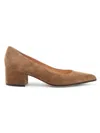 Gianvito Rossi Women's Piper 45mm Suede Block Heel Pumps In Camel