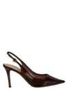 Gianvito Rossi Plexi 85 Slingback Pumps In Brown Leather-trimmed Pvc In Brown