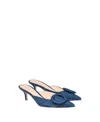 Gianvito Rossi Women's Portofino Mule 55 In Blue Fabric