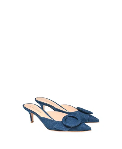 Gianvito Rossi Women's Portofino Mule 55 In Blue Fabric