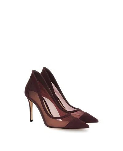 Gianvito Rossi 95mm Mesh And Suede Pointed-toe Pumps In Red
