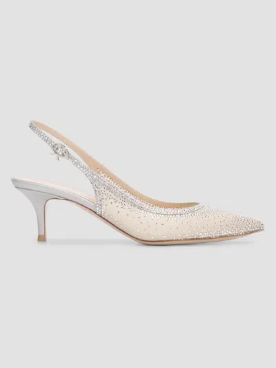 Gianvito Rossi Women's Regina 55mm Kitten Heel Slingback Pumps In White