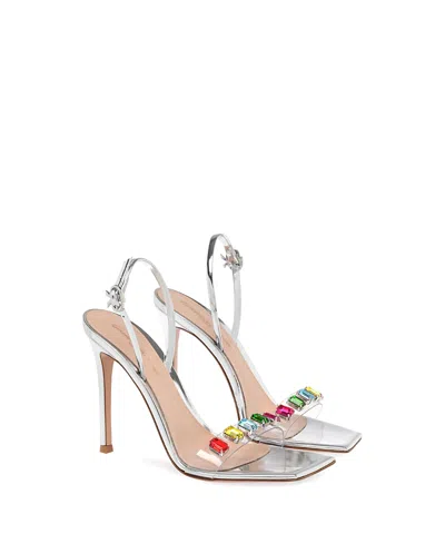 Gianvito Rossi 115mm Crystal-adorned Metallic Sandals In Grey