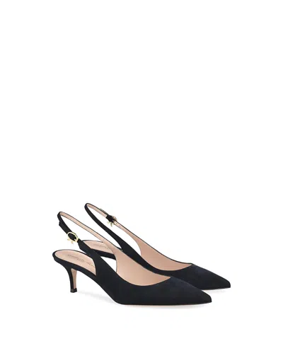 Gianvito Rossi Robbie 55 Suede Slingback Pumps In Blue