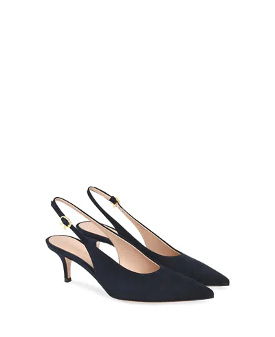 Gianvito Rossi Robbie 55 Suede Slingback Pumps In Blue